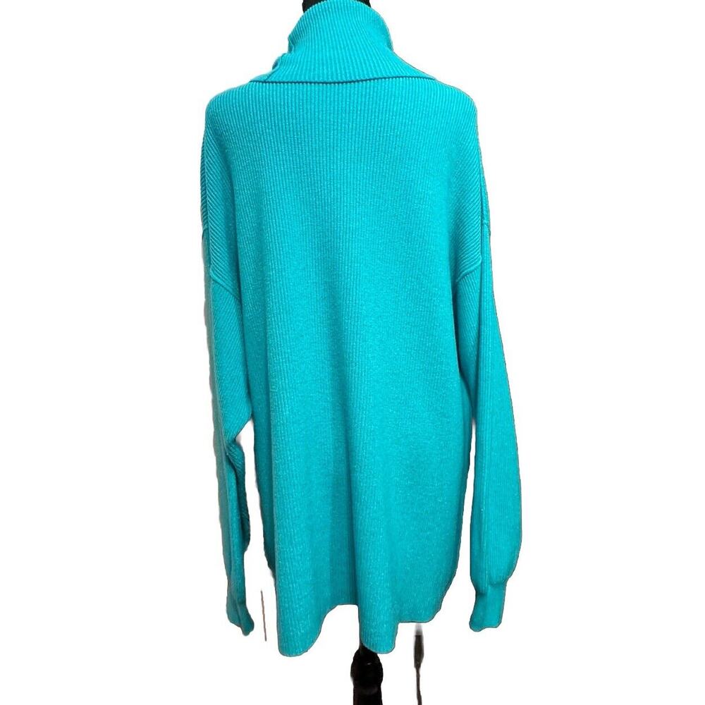 Free People Sweater Medium Womens Slouchy Ribbed Oversized Turquoise Minimalist - Picture 4 of 10
